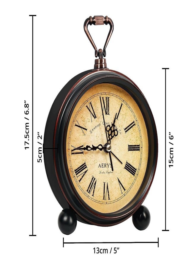 AERYS Table Clock Retro Twin Bell Metal Frame Alarm Clock & Silent Motion, High Volume Bedside Luminous Alarm for Bedroom/Office (Roman Vintage), Analog, 13 Cm, 17.5 Cm, Roman Alarm Clock, Brown - Image 3